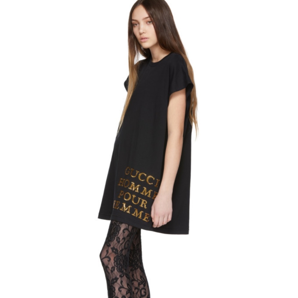 NWT! GUCCI Black Homme Pour Femme Shirt Dress XS & M $1,225